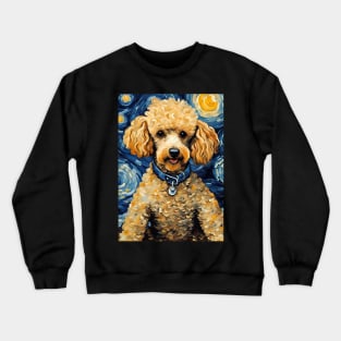 Poodle Dog Breed in a Van Gogh Starry Night Art Style Crewneck Sweatshirt